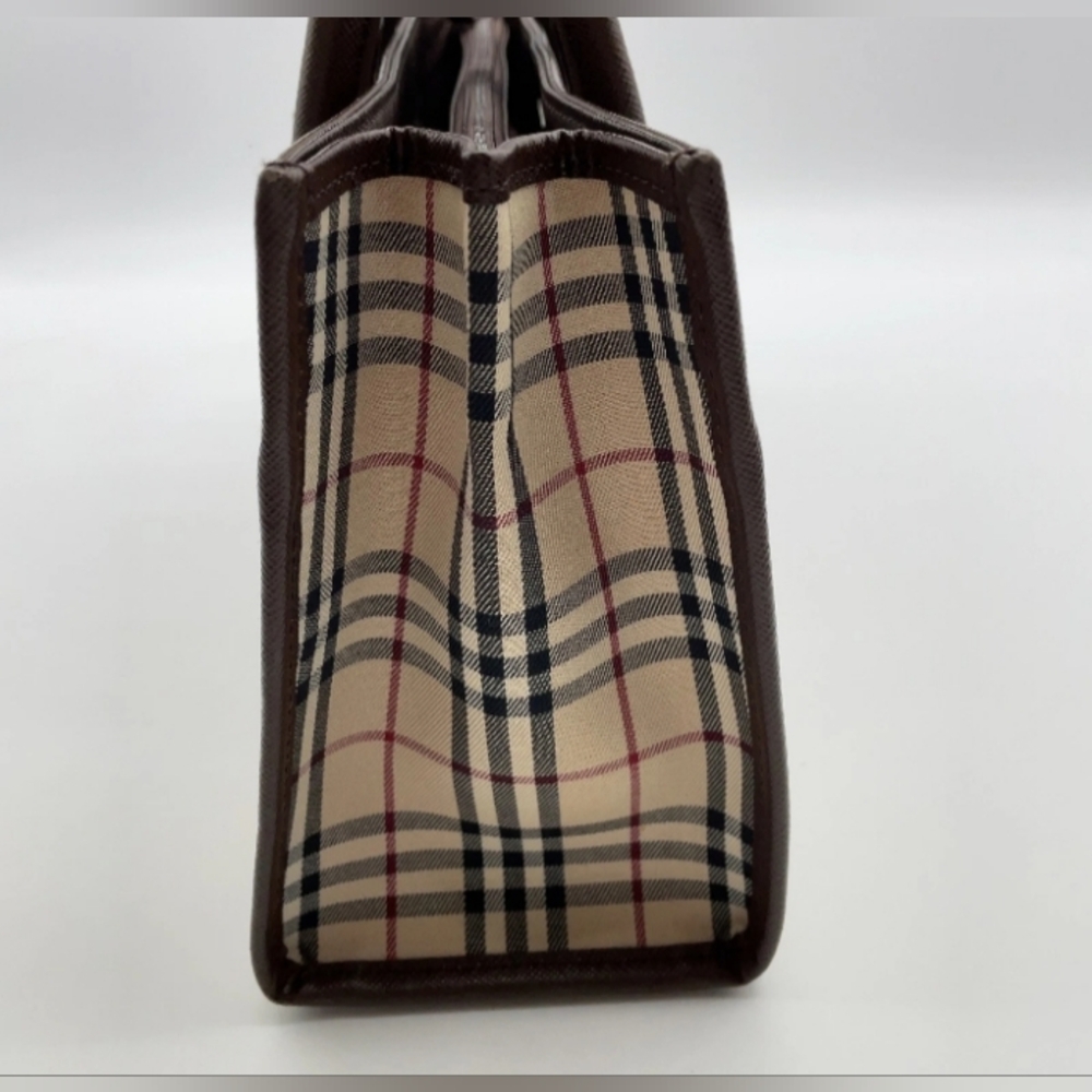 SALE! Authentic Burberry Nova Check Leather Beige/Brown Handbag W/DB - Picture 8 of 14